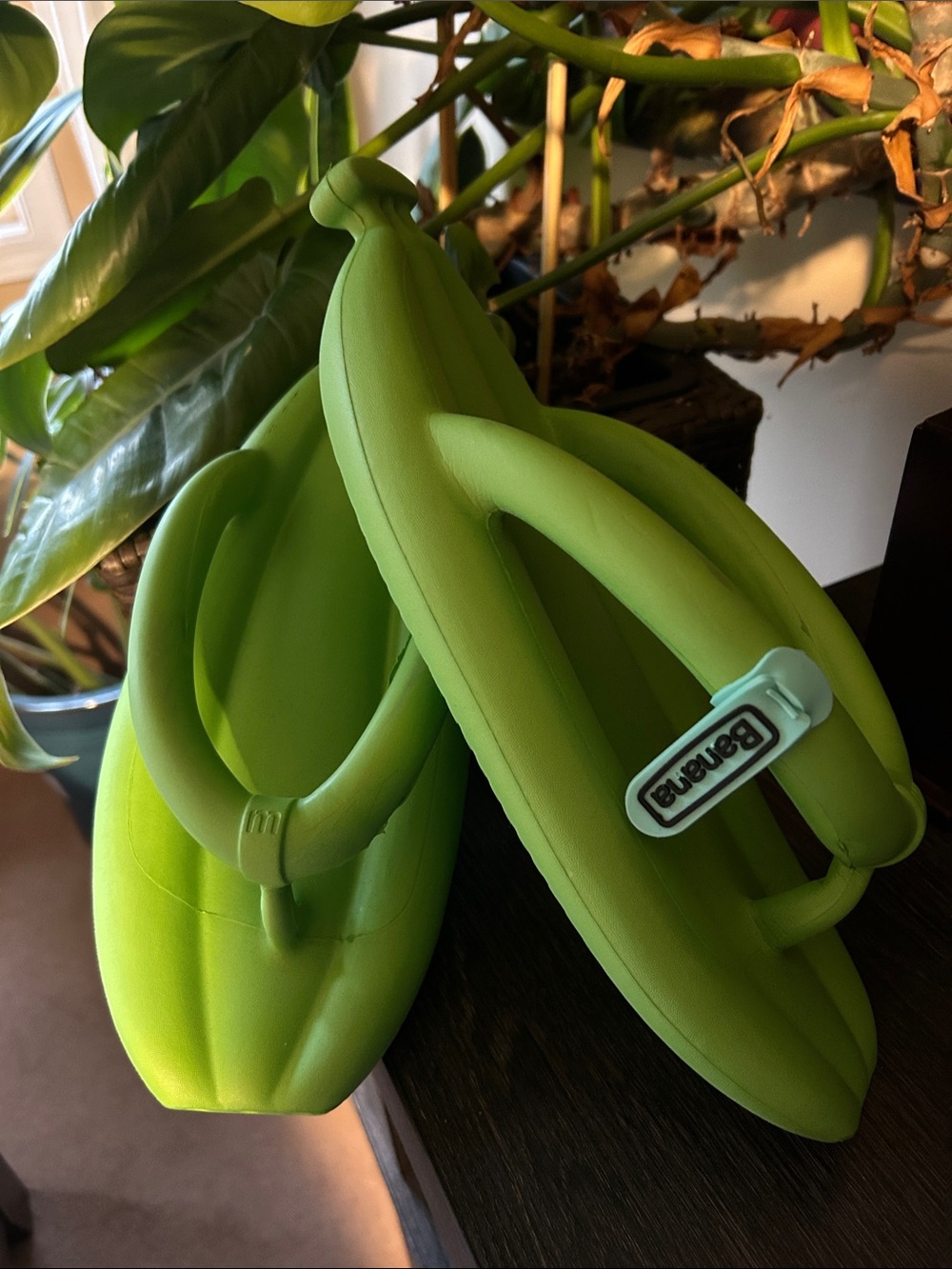 Banana Flip Flop Sandals in Bright Green